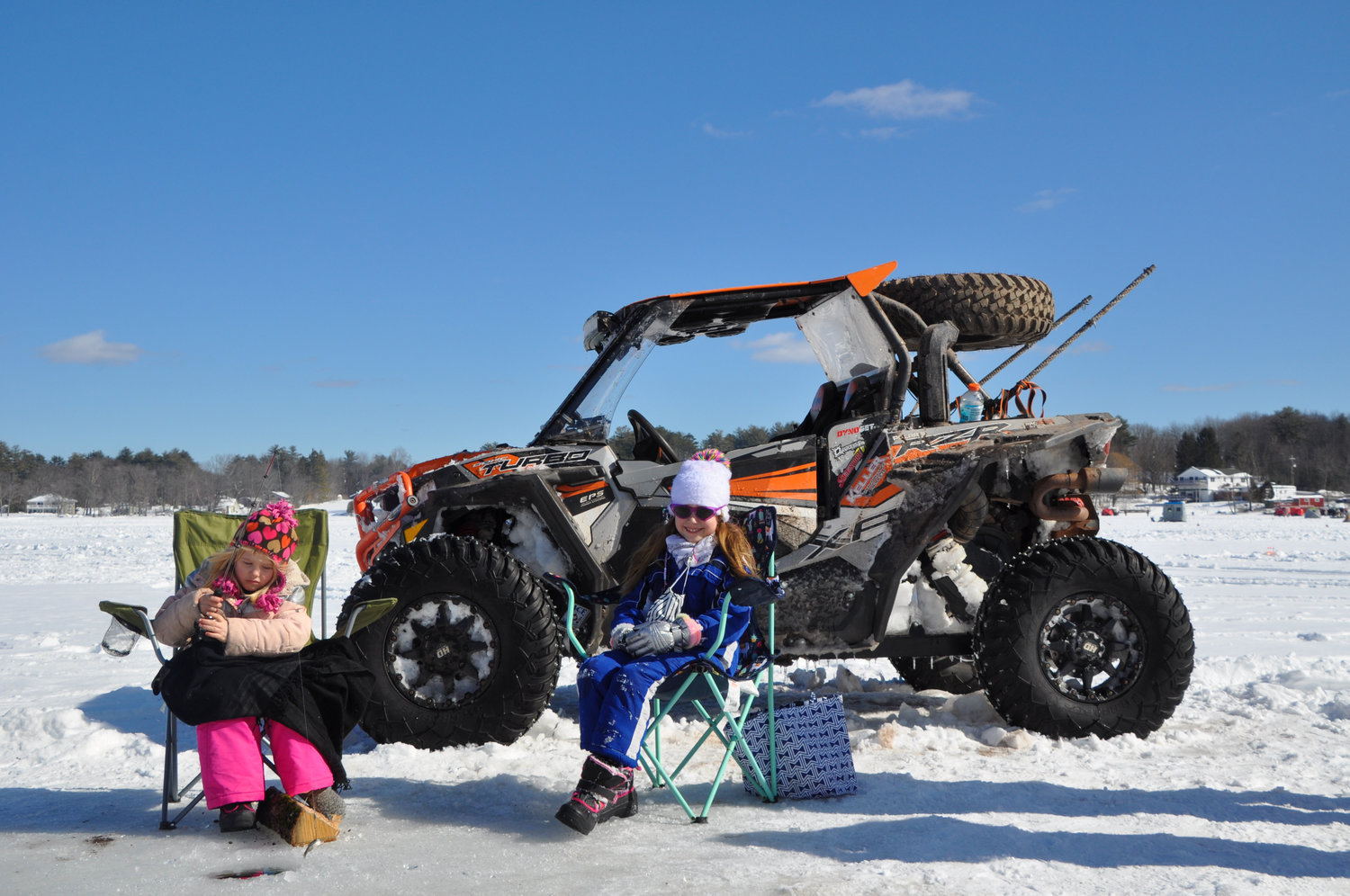 These young ladies—Delano, age 7, left, and Sydney, age 8, were enjoying the fresh air and the beautiful day at the Sullivan County Conservation Club's annual King of the Ice tourney last Sunday in White lake, NY.